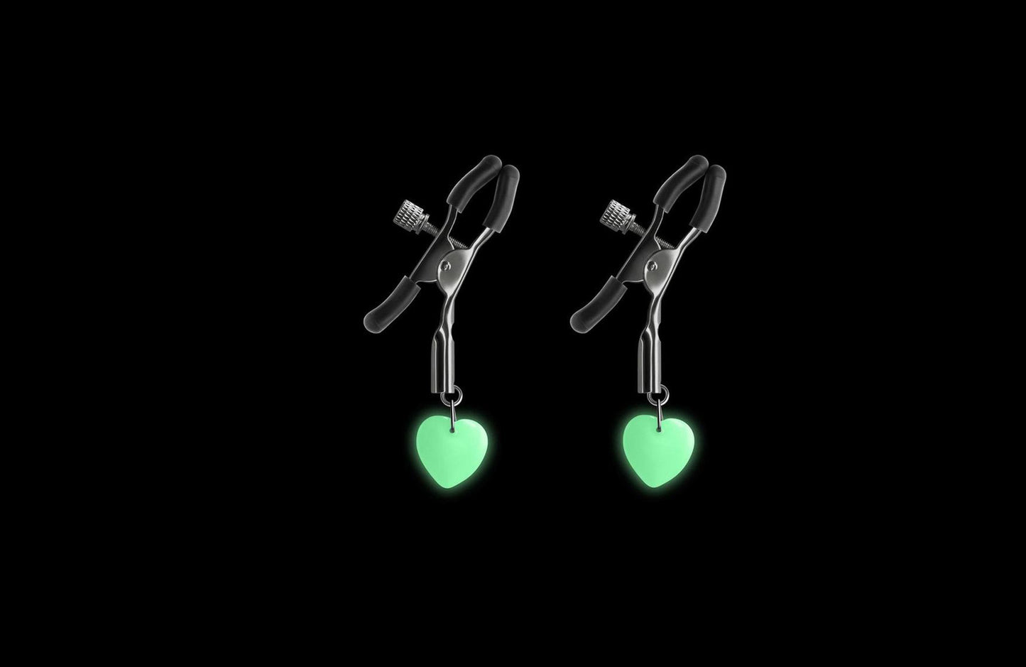 Bound Glow-In-The-Dark Heart Nipple Clamps by NS Novelties