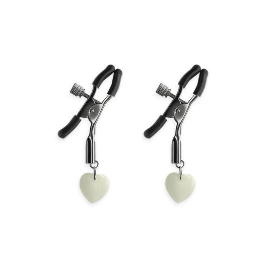 Bound Glow-In-The-Dark Heart Nipple Clamps by NS Novelties