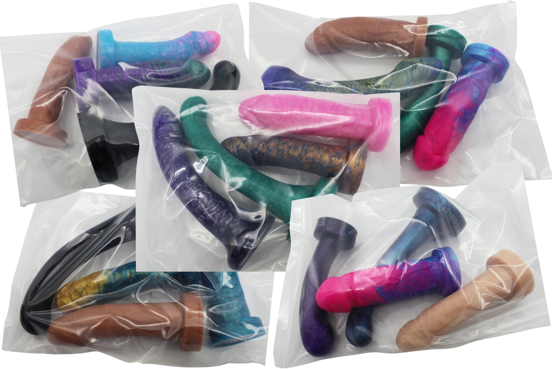 Discount Grab Bag - 4 Slim/Beginner Size Dildos - Uberrime Discount Grab Bag - 4 Slim/Beginner Size Dildos - Uberrime